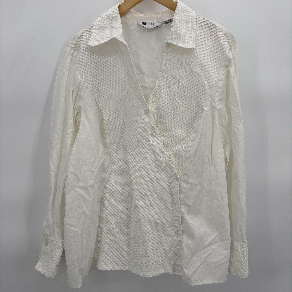 Carole‎ Little Asymmetrical Tuxedo White Blouse Womans 2X #10C